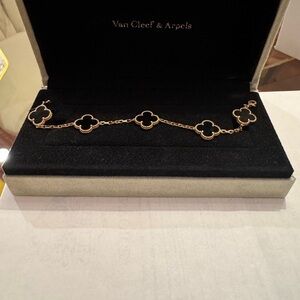 Van Cleef & Arpels Gold and Black Clover Bracelet